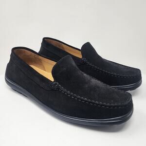Geox Respira Moccasin Shoes Men 11 Black Suede Slip on Loafer Comfort Breathable